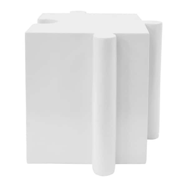 15.75 in. x 15.75 in. White Modular Convex Puzzle Art Side Table