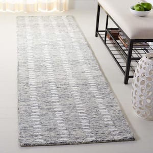 Abstract Gray/Ivory 2 ft. x 8 ft. Striped Stone Runner Rug