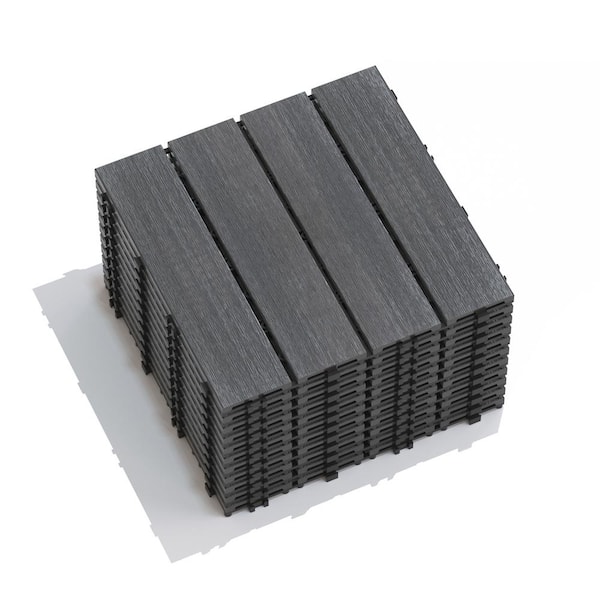 Huluwat 11.8 in. x 11.8 in. Composite Plastic Water Resistant Patio Deck Tiles, Natural Ash (11-Pieces)