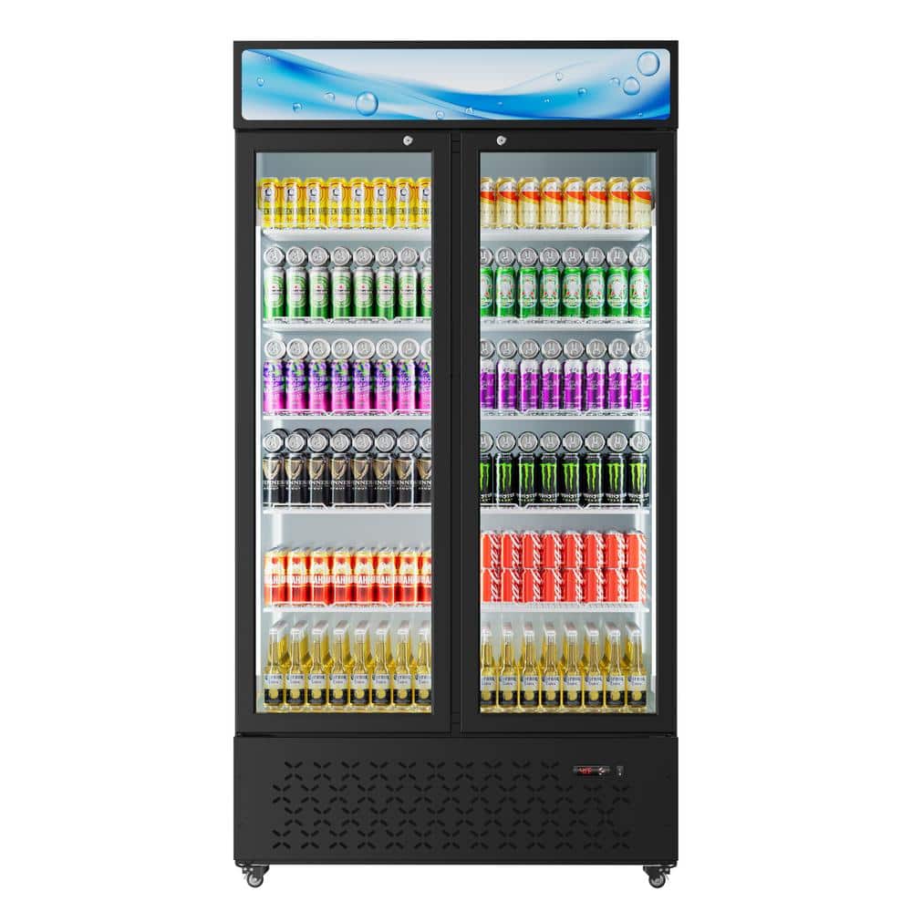 48 in. 40.2 cu. ft. Foot Commercial Upright Display Refrigerator 2 Glass Door Beverage Refrigerator (Black)