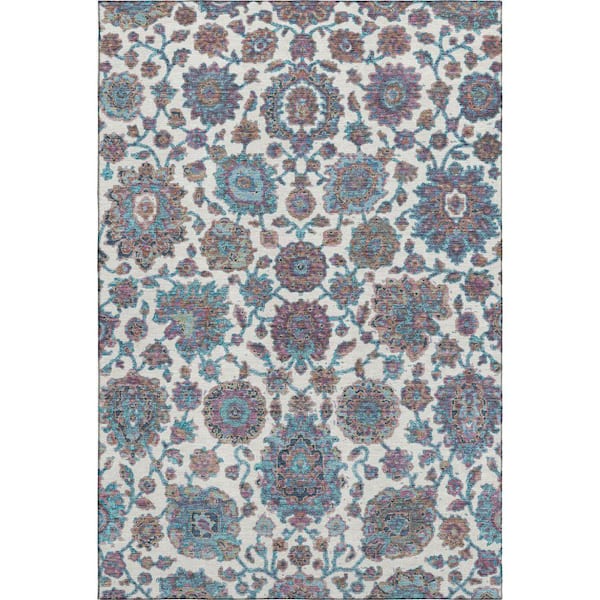Mayfield Premium Machine Washable Abstract AMF2187 Teal 3 ft. x 4 ft. Area Rug