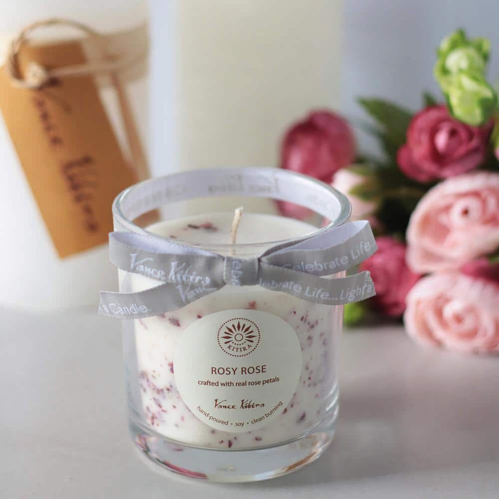Rosy Rose Scented Soy Wax Jar Candle with Wood Lid