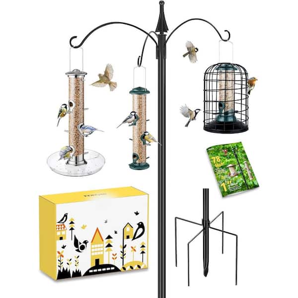 FAWEY TRED INC 3/4 in. Double Shepherds Hook Metal Heavy Duty 78 in. Tall 5 Prongs Shepherd Hook Hanging 3 Hooks(1 Pack）