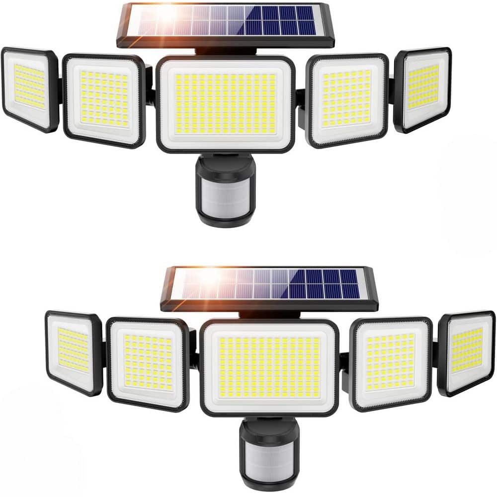 3000 Lumen Low Voltage Black Solar Integrated LED Landscape Flood Light, 5 