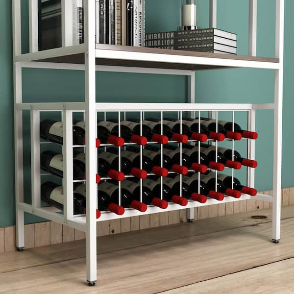 Prep & Savour Set of 6 Refrigerator Wine and Water Bottle Holder, Stackable Plastic Wine Rack Storage Organizer for Fridge, Cabinet, Pantry, Kitchen Countertops Pre