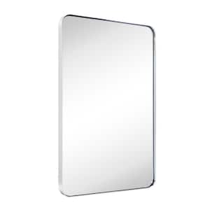 Kengston 20 in. W x 30 in. H Rectangular Stainless Steel Framed Wall Mounted Bathroom Vanity Mirror in Polished Nickel