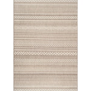 Erlinda Tribal Beige Doormat 3 ft. x 5 ft. Indoor/Outdoor Patio Area Rug