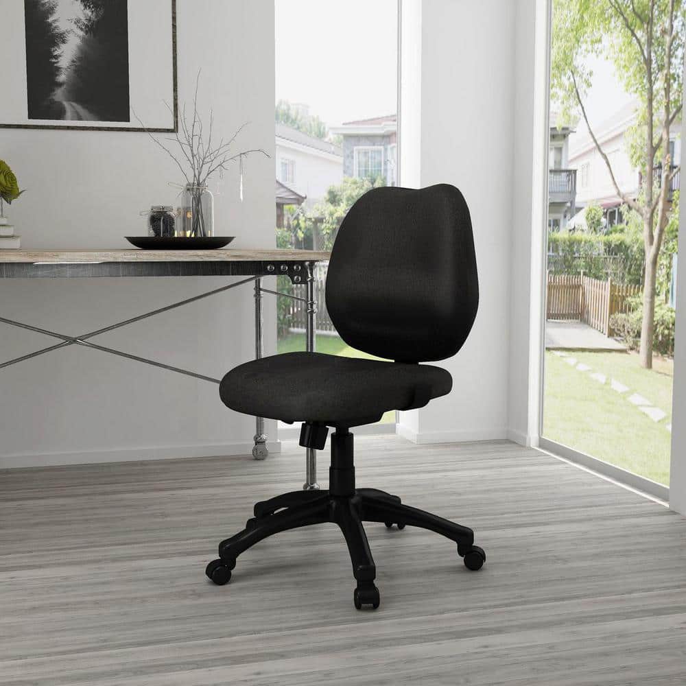 Black Ergonomic Fabric Task Chair with Adjustable Arms