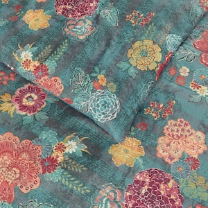 Natalie 3-Piece Green Floral Comforter Set