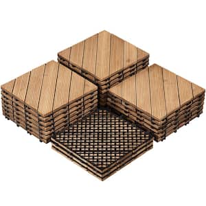 12" x 12" Fir Wood Flooring Tiles Indoor and Outdoor For Patio Garden Deck Poolside Balcony Natural Wood
