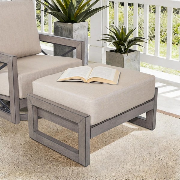 Marindo Aluminum Outdoor Ottoman with Echo Dune Sunbrella Cushion