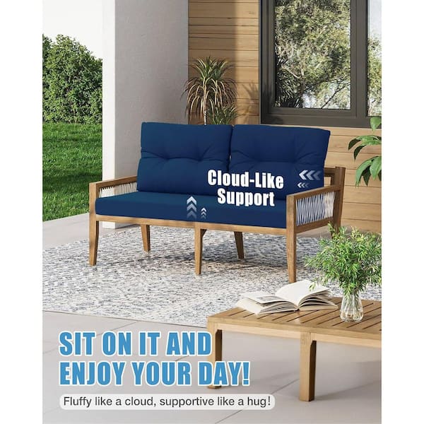 48 in. x 24 in. Navy Waterproof and UV-Resistant Olefin Outdoor Loveseat Cushion Set