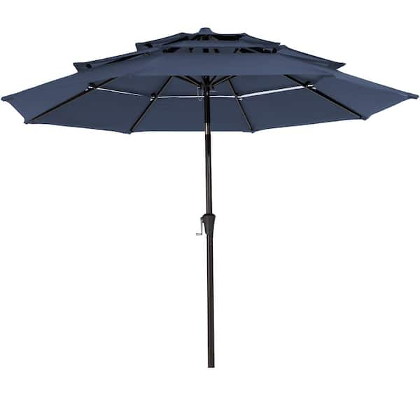 Double Layers Fishing Outdoor Patio Umbrella With Tilt Canopy