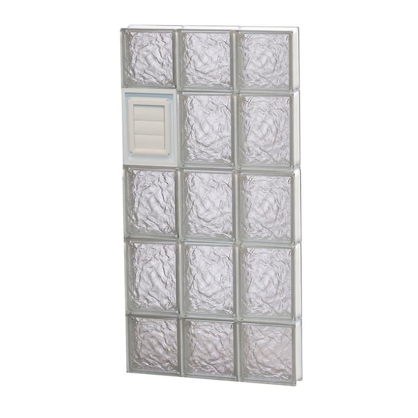Clearly Secure 17.25 in. x 34.75 in. x 3.125 in. Frameless Ice Pattern Glass Block Window with Dryer Vent