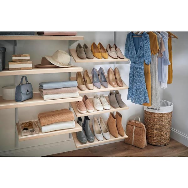 Everbilt Genevieve 4 ft. Birch Adjustable Closet Organizer Shoe Rack 90455  - The Home Depot