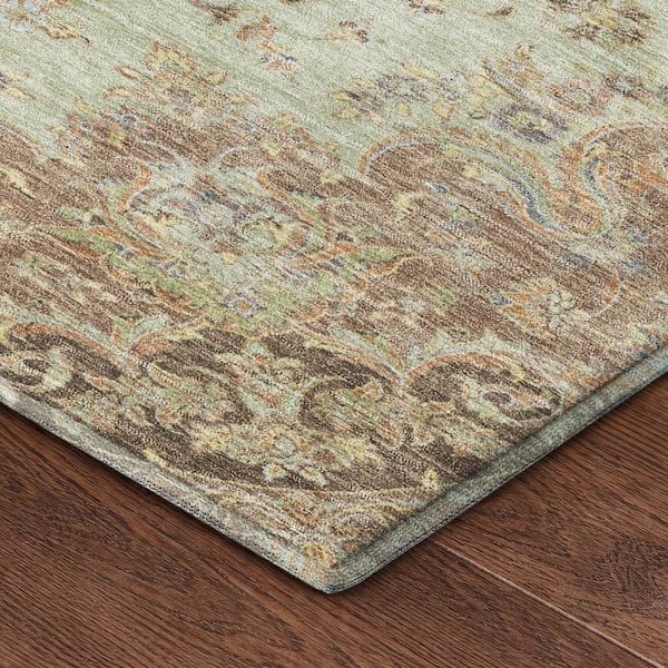 Mayfield Premium Machine Washable Abstract AMF2543 Sage 2 ft. x 3 ft. Accent Rug