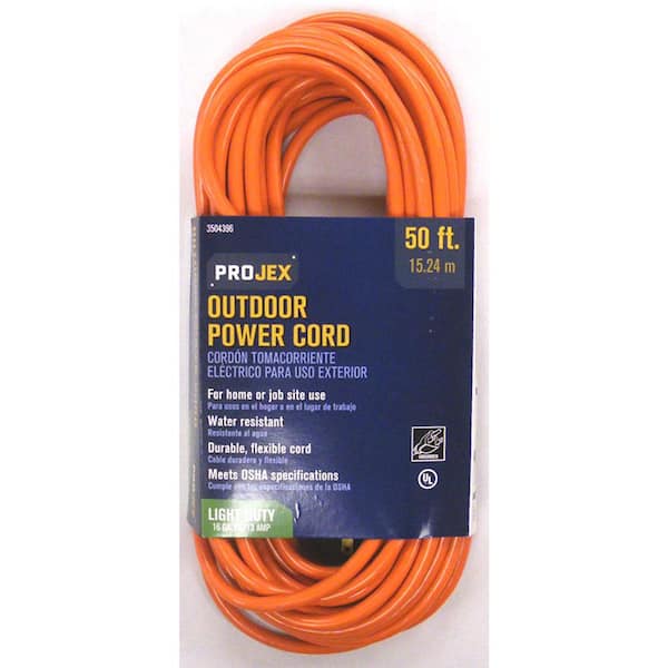 50 ft. L 16 / 3 SJTW Outdoor Extension Cord Orange