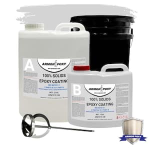 3 Gallon Designer Gray Gloss 2 Part Epoxy Interior Concrete Basement & Garage Roller Squeegee Floor Coating Floor Paint