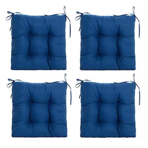 Outdoor Seat Cushions, Set of 4, Patio Seat Chair Cushions 19"x19"x4" with Ties, for Outdoor Dinning chair, Classic Blue
