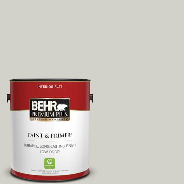 BEHR PREMIUM PLUS 1 gal. Designer Collection #DC-014 Gray View Flat Low Odor Interior Paint & Primer