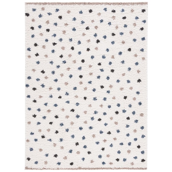 Calico Shag 7 ft. x 9 ft. Ivory/Taupe Geometric Dots Area Rug
