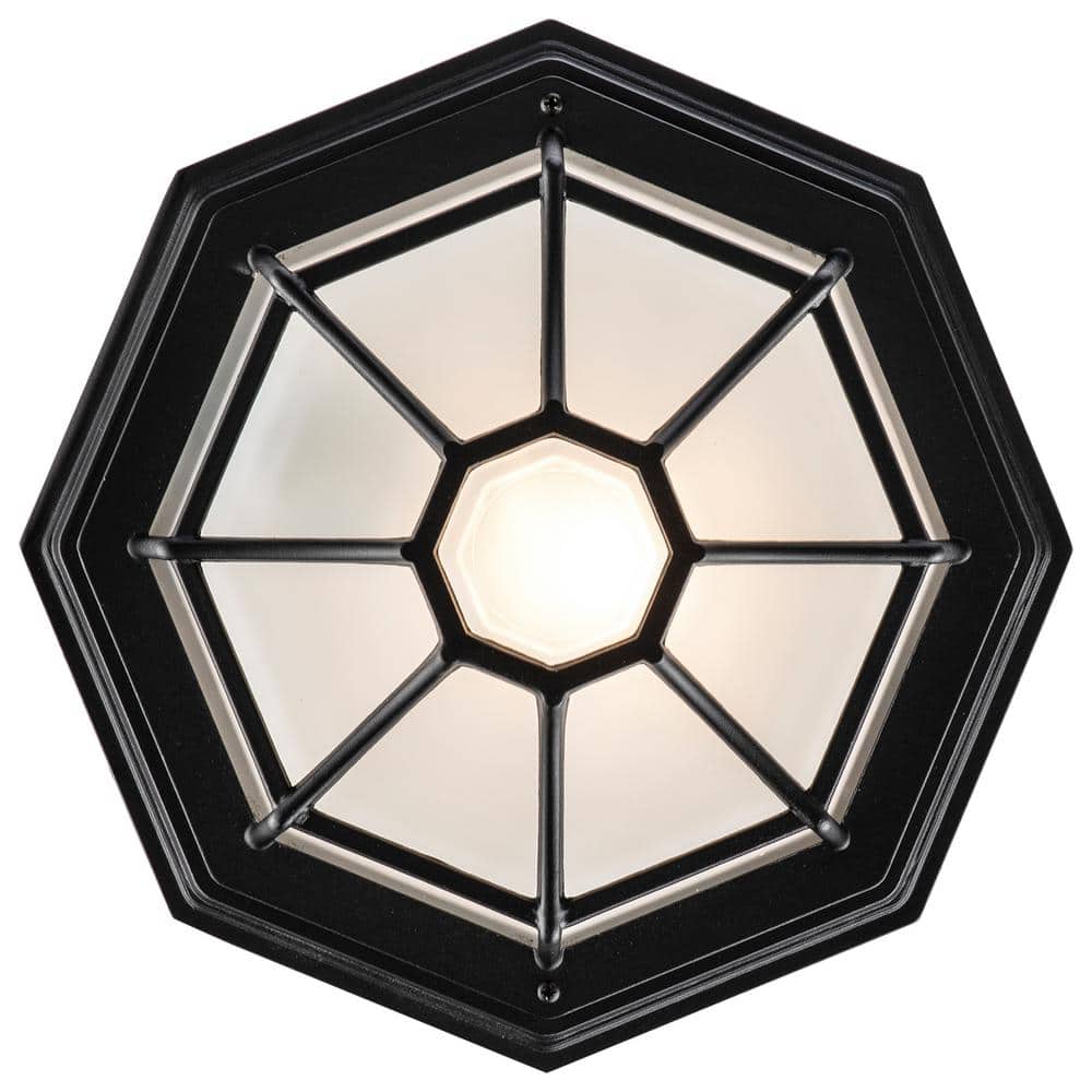 Elegant Black Glass Flush-Mount Light for Indoor/Outdoor