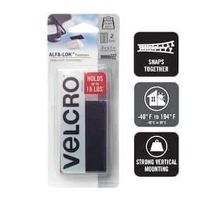 VELCRO Brand ALFA-LOK Snap Lock Technology Reclosable Fasteners | 2 Sets, 3  x 1 in Heavy Duty Strips with Adhesive | Semi-Permanent Mounting Indoor or