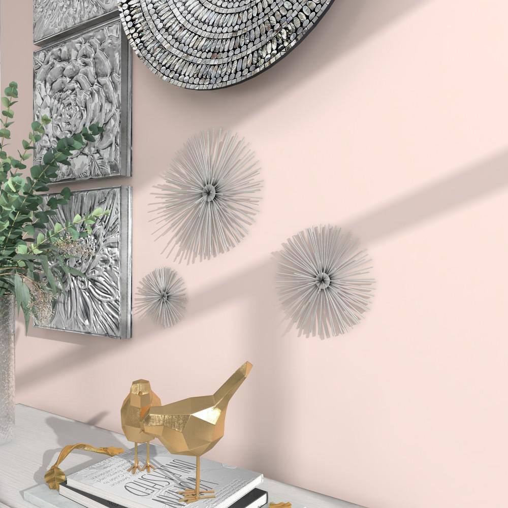 Silver Metal 3D Starburst Wall Sculpture Set of Three