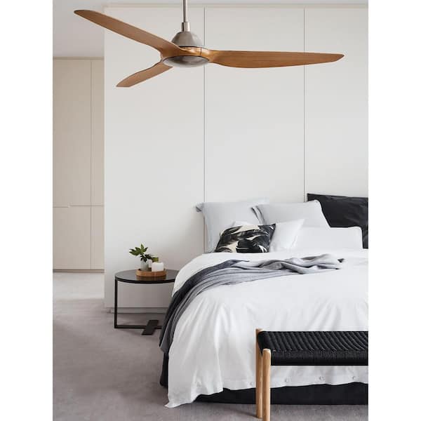 60 in. Brushed Chrome and Teak Type A DC Ceiling Fan