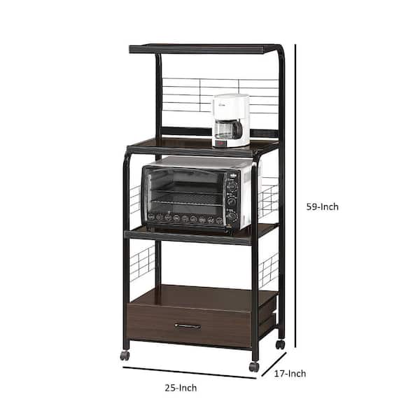 Benjara Brown And Black Microwave Cart With Shelf Bm157887 The Home Depot Benjara Brown And Black Microwave Cart