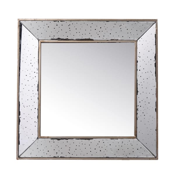 18 in. W x 18 in. H Small Square MDF Framed Wall Bathroom Vanity Mirror in Silver