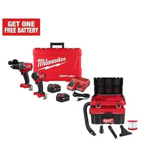 M18 FUEL 18V Lithium-Ion Brushless Cordless Hammer Drill/Impact Driver Combo Kit w/M18 Packout 2.5 Gal Wet/Dry Vacuum