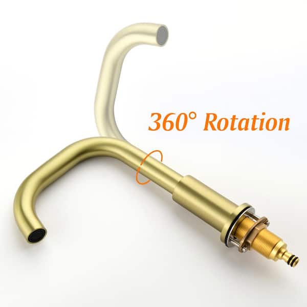 8 in. Widespread 2-Handle Bathroom Faucet with 360-Degree Rotation in Brushed Gold