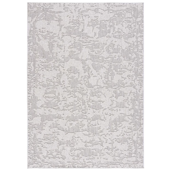 SAFAVIEH Global Gray/Light Gray 9 ft. x 12 ft. Abstract Indoor/Outdoor Area Rug