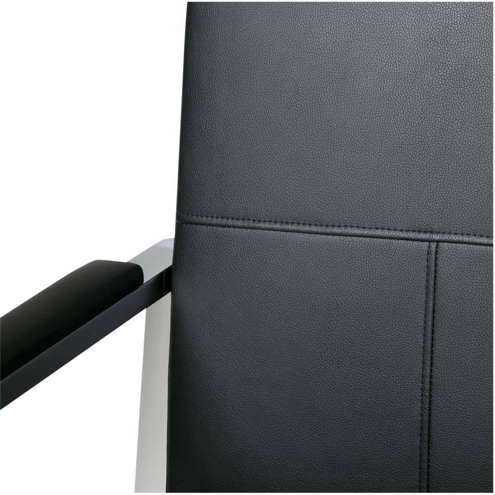 Modern Atlas Black Faux Leather Armchair with Chrome Metal Frame