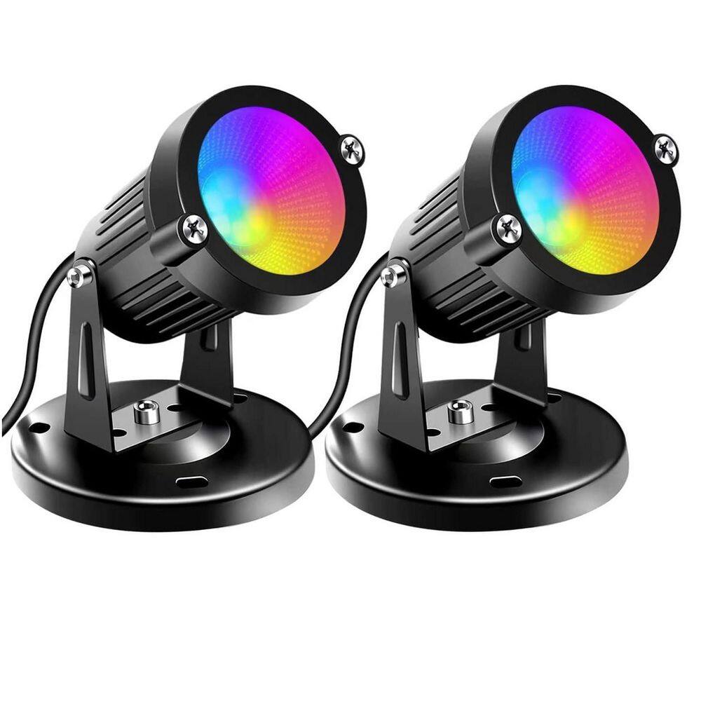 Black Plug-in Integrated LED Landscape Flood Light Spot Lights Indoor, RGBW 16 Color Changing, Remote Control (2 Pack) price history on PriceWatchPro