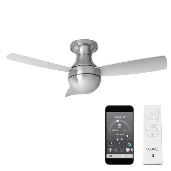 Orb 44 in. Indoor Brushed Nickel 3-Blade Smart Compatible Flush Mount Ceiling Fan with Remote Control