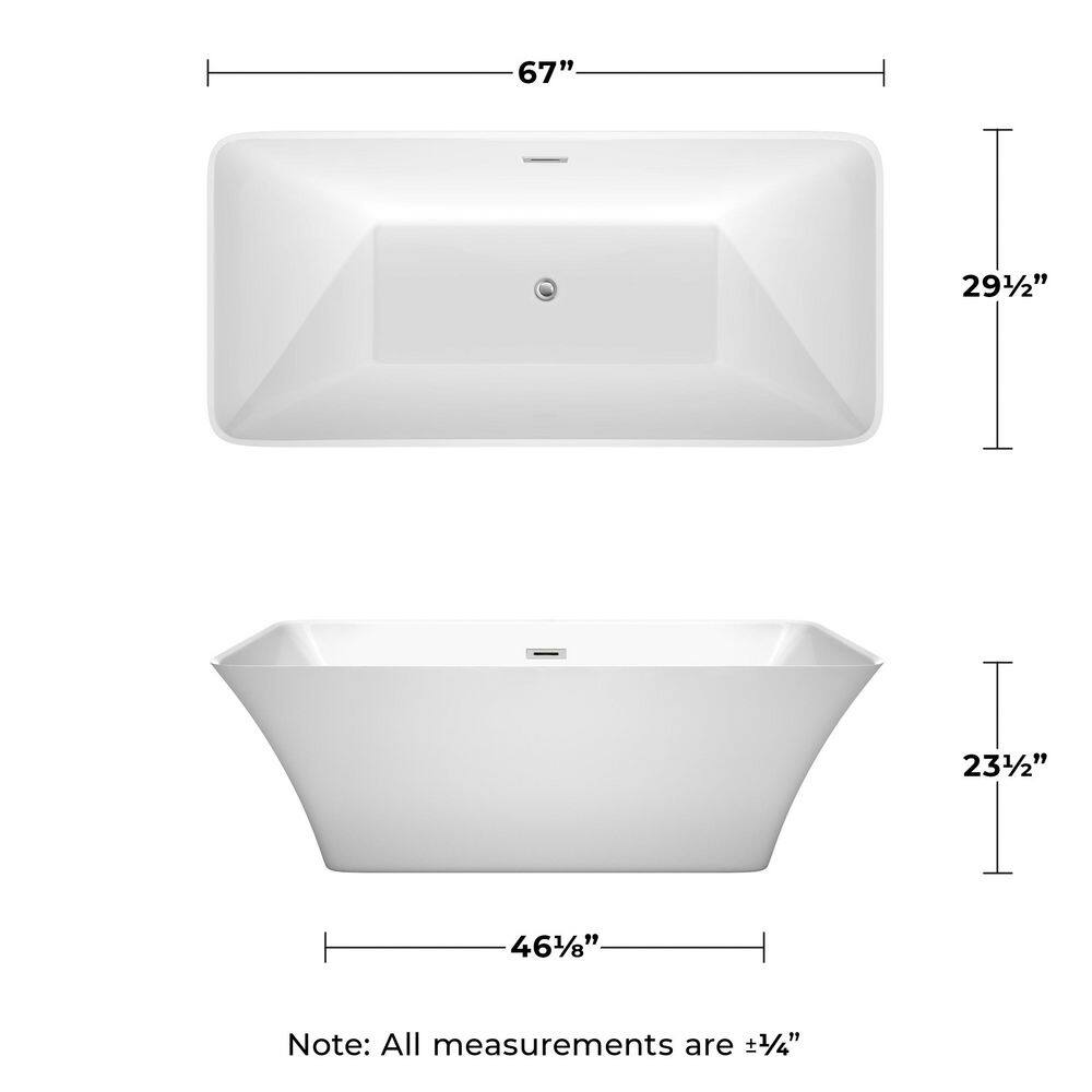 Tiffany 67'' White Acrylic Freestanding Soaking Bathtub