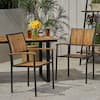 Unbranded Modern Industrial Atyle Teak and Black Acacia Wood & Metal Outdoor Dining Chair Set of 6 with Armrests Assembly Required JY63338.00