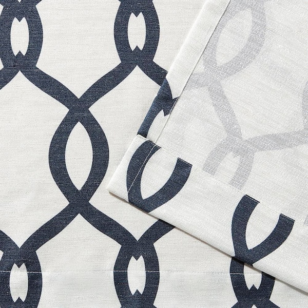 Kochi Indigo Ogee Light Filtering Grommet Top Curtain, 54 in. W x 84 in. L (Set of 2)