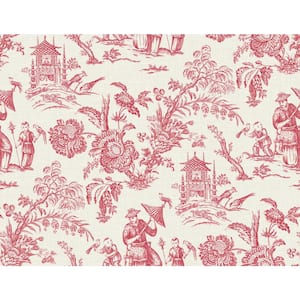 Antique Ruby Colette Chinoiserie Paper Unpasted Nonwoven Wallpaper Roll 60.75 sq. ft.