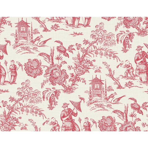 Seabrook Designs Antique Ruby Colette Chinoiserie Paper Unpasted Nonwoven Wallpaper Roll 60.75 sq. ft.