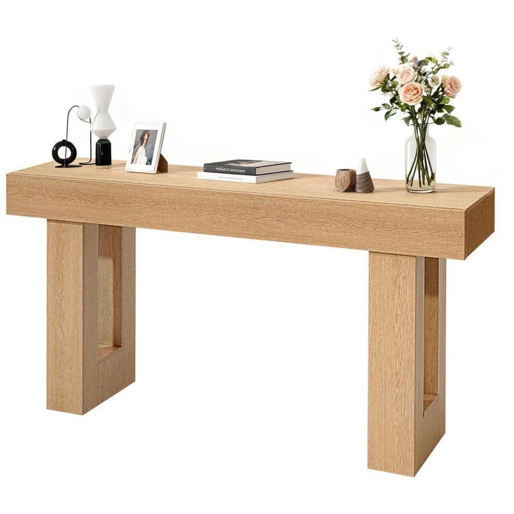 63 in. Console Table, Farmhouse/Wooden Rectangle Desk, Narrow Long Sofa Table Accent Stand, Easy Assembly, Burlywood price history on PriceWatchPro
