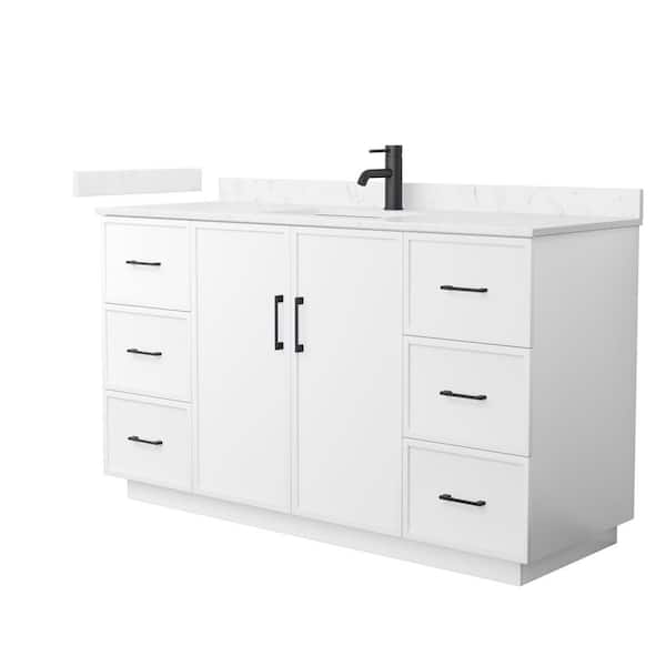 Elan TK 60 in. Single Freestanding White Bath Vanity with Carrara Cultured Marble Top (Assembled)