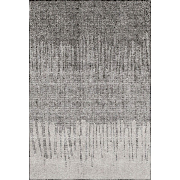 Mayfield Premium Machine Washable Abstract AMF2135 Gray 9 ft. x 12 ft. Area Rug