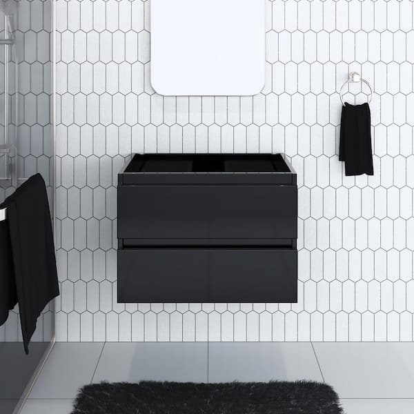 VOLPA USA AMERICAN CRAFTED VANITIES Salt 30 in. W x 18 in. D Bath Vanity Cabinet Only in Glossy Black