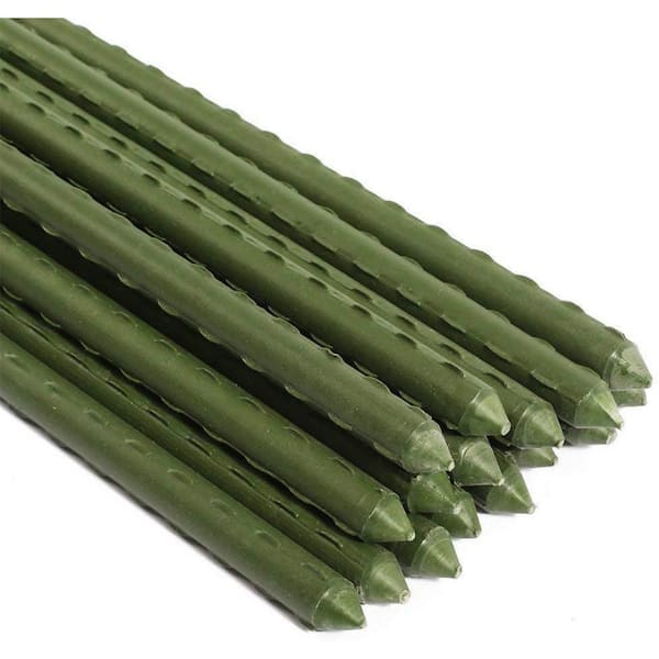 2 ft. Sturdy Steel Garden Stakes Plastic Coated Plant Stakes for Climbing Plants (10-Packs)