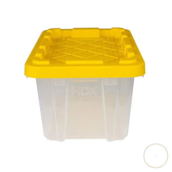 6.5-Qt Tough Storage Tote in Clear with Yellow Lid (2-Piece)