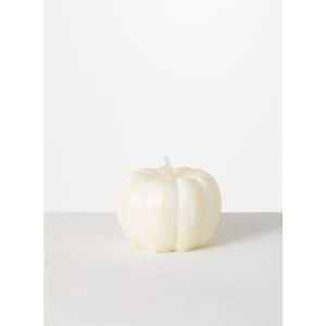 6 in. x 4 in. Pumpkin Decorative Candle, White