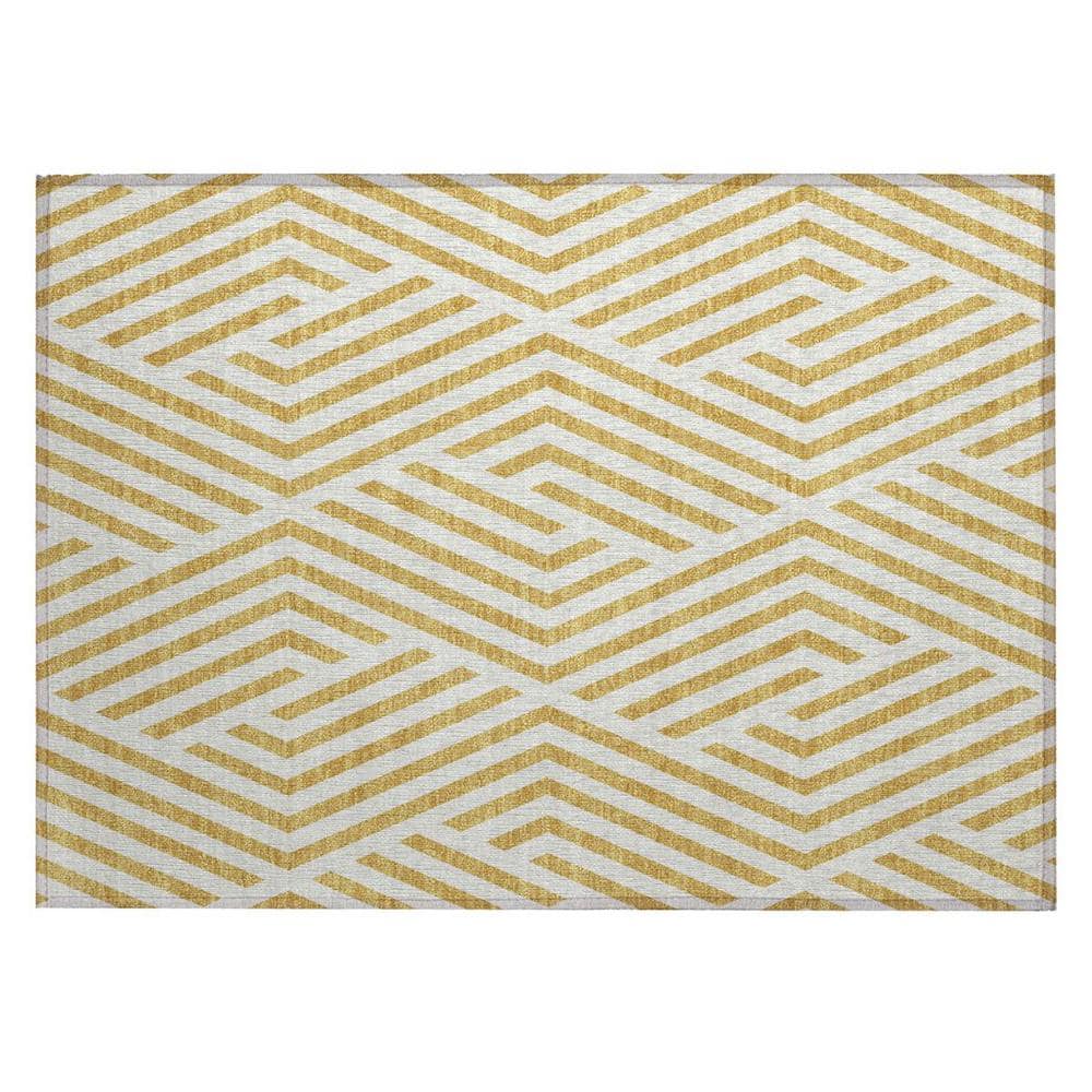 Gold and White 2 ft. x 3 ft. Woven Geometric Rectangle Indoor/Outdoor Area Rug price history on PriceWatchPro